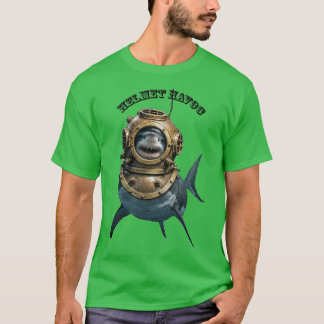 Weißer Hai in einem Tauchhelm URM T-Shirt