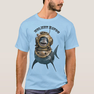 Weißer Hai in einem Tauchhelm URM T-Shirt