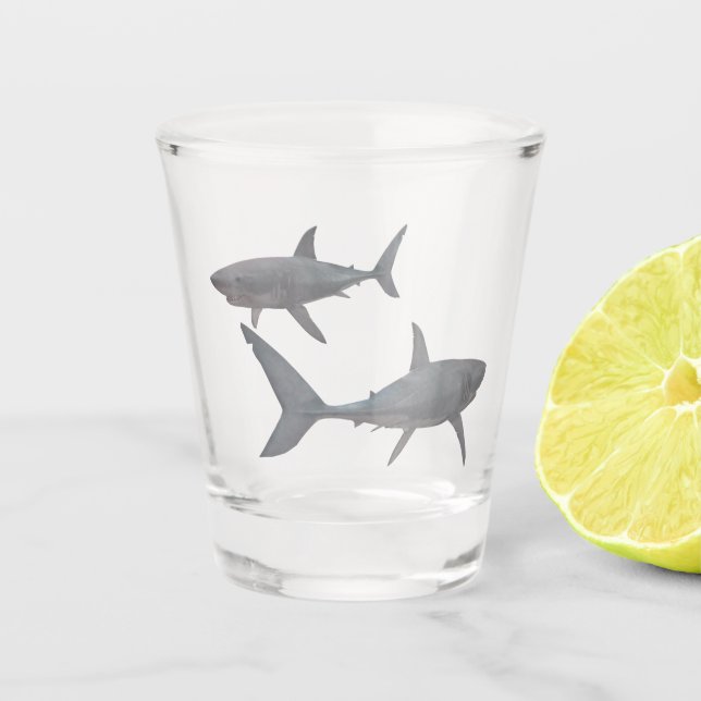 Weißer Hai Schnapsglas (Vorderseite)
