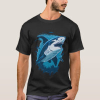 Weißer Hai schwimmt mit kleinen Fischen