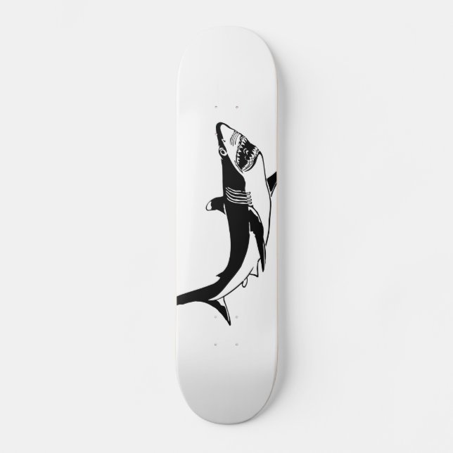 weißer Hai wild Skateboard (Vorderseite)