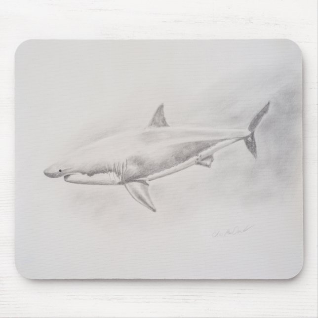 Weißer Hai Zeichnend Mousepad (Vorne)