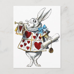 Weißer Hase Alice im Wunderland Herzhase Postkarte