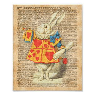 Weißer Hase Alice im Wunderland Vintage-Kunstwerk Fotodruck