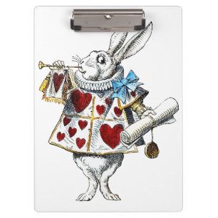 Weißer Hase Alice Wunderland Hase der Herzen Klemmbrett