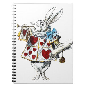 Weißer Hase Alice Wunderland Hase der Herzen Notizblock