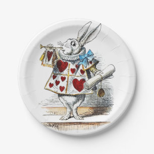 Weißer Hase Alice Wunderland Hase der Herzen Pappteller