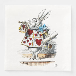 Weißer Hase Alice Wunderland Hase der Herzen Serviette
