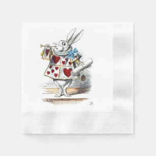 Weißer Hase Alice Wunderland Hase der Herzen Serviette