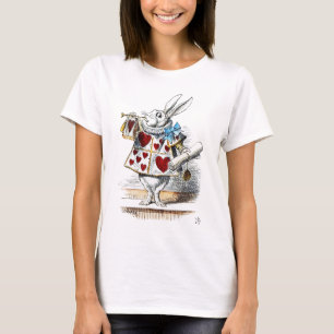 Weißer Hase Alice Wunderland Hase der Herzen T-Shirt
