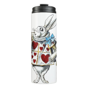 Weißer Hase Alice Wunderland Hase der Herzen Thermosbecher