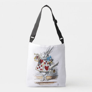 Weißer Hase Alice Wunderland Hase der Herzen Tragetaschen Mit Langen Trägern
