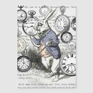 Weißer Hase Alice Wunderland Uhren Kunst Magnetkarte