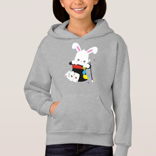 Weißer Hase, Kaninchen, Zaubertrick, Zauberstab, H Hoodie (Vorderseite)