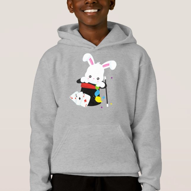 Weißer Hase, Kaninchen, Zaubertrick, Zauberstab, H Hoodie (Vorderseite)