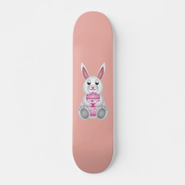 Weißer Hase mit Ostereiern Skateboard (Vorne)