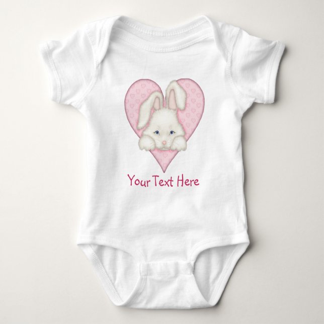 Weißer Hase - Rosa Baby Strampler (Vorderseite)