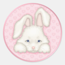 Weißer Hase - Rosa Runder Aufkleber