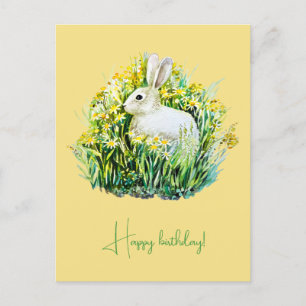 Weißer Hase und Blume Postkarte