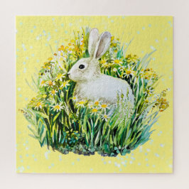 Weißer Hase und Blume Puzzle