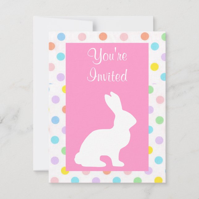 Weißer Hase und Ostern Einladung (Vorderseite)
