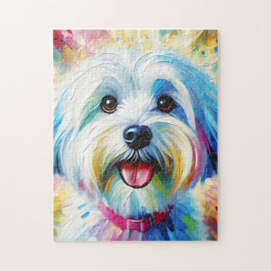 Weißer Havanese Hund Acryl Druck Hunde Liebhaber G Puzzle