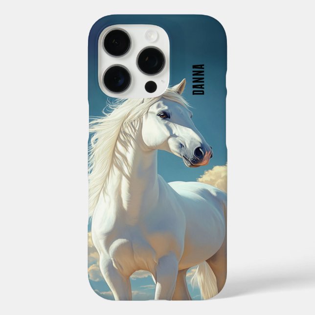 Weißer Hengst personalisierter Name Case-Mate iPhone Hülle (Rückseite)