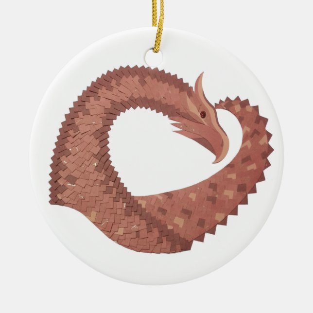 Weißer Herzdrache Keramik Ornament (Vorne)