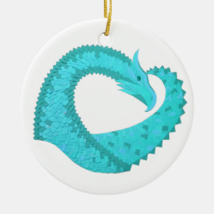 Weißer Herzdrache Keramikornament