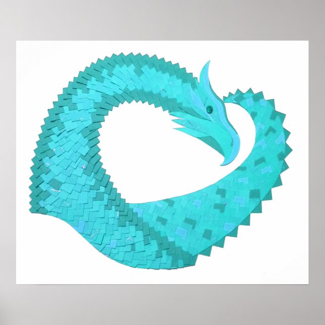 Weißer Herzdrache Poster (Vorne)