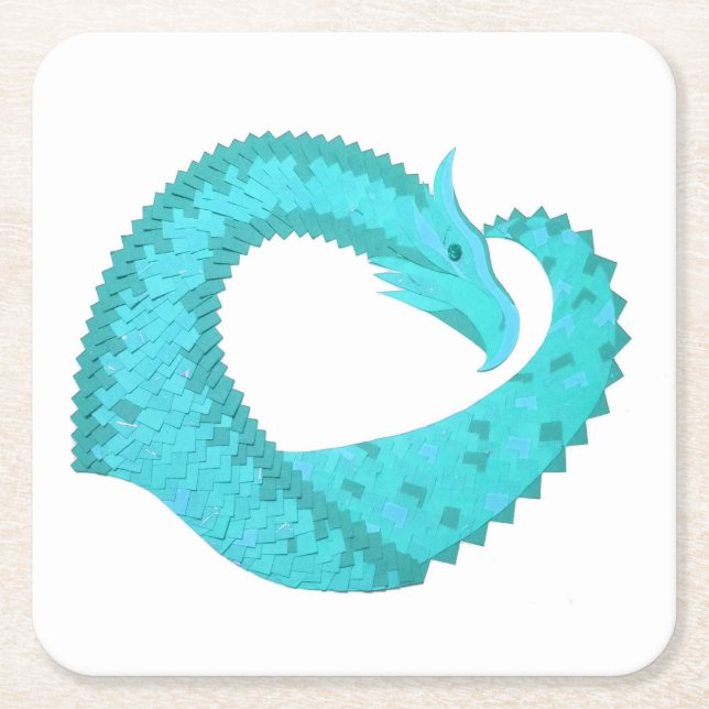 Weißer Herzdrache Rechteckiger Pappuntersetzer (Vorderseite)