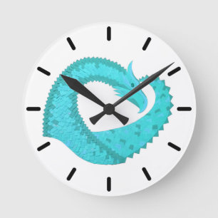 Weißer Herzdrache Runde Wanduhr