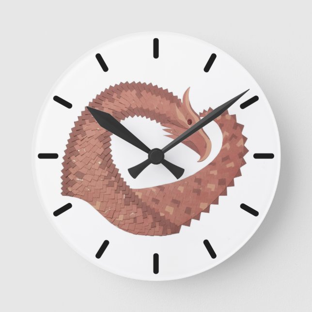 Weißer Herzdrache Runde Wanduhr (Vorderseite)