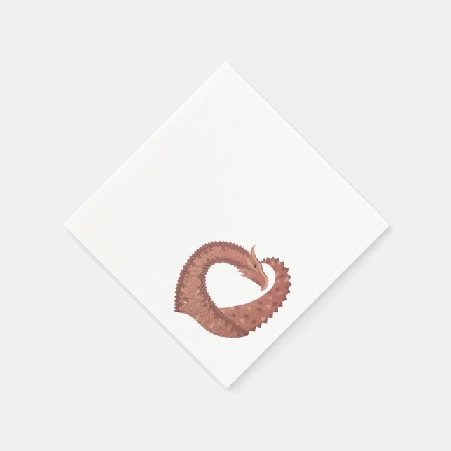 Weißer Herzdrache Serviette (Ecke)