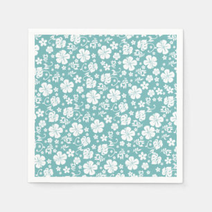 Weißer Hibiskus mit Aquamarinem tropischen Chic Serviette
