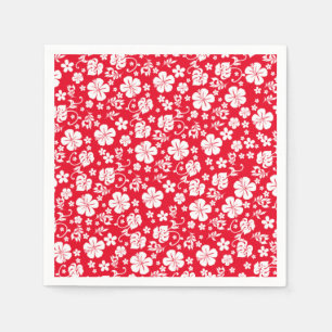Weißer Hibiskus mit rotem tropischem Chic Serviette