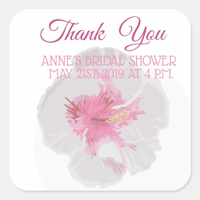 Weißer Hibiskus Quadratischer Aufkleber (Vorderseite)