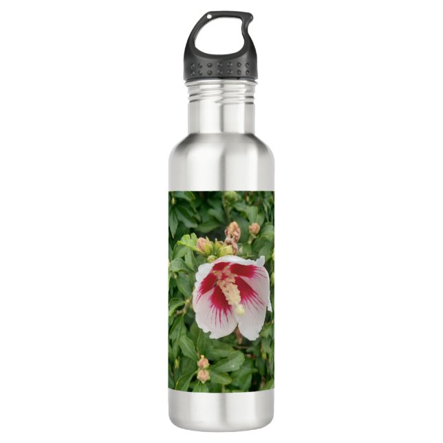 Weißer Hibiskus Wasserflasche Edelstahlflasche (Vorderseite)