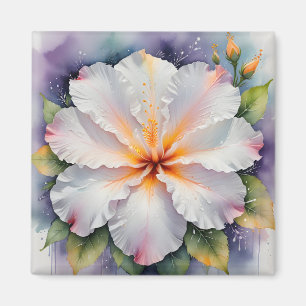 weißer Hibiskusblütenmagnet Magnet