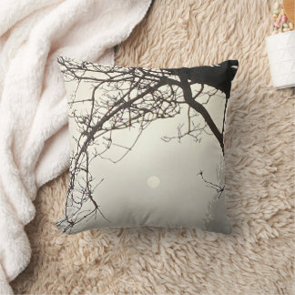 Weißer Himmel und Sonne sind von Bäumen dramatisch Kissen