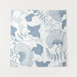 Weißer Hintergrund Delikatesse Blau Japanische Blu Wandteppich