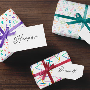 Weißer Hintergrund farbenfroh zurück zur Schulwelt Geschenkpapier Set