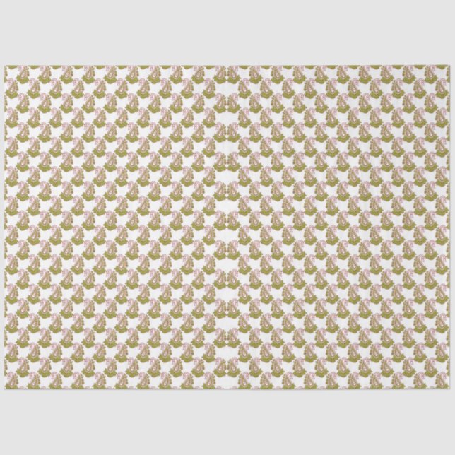 weißer Hintergrund mit grünen Blätter Seidenpapier (Vorderseite)