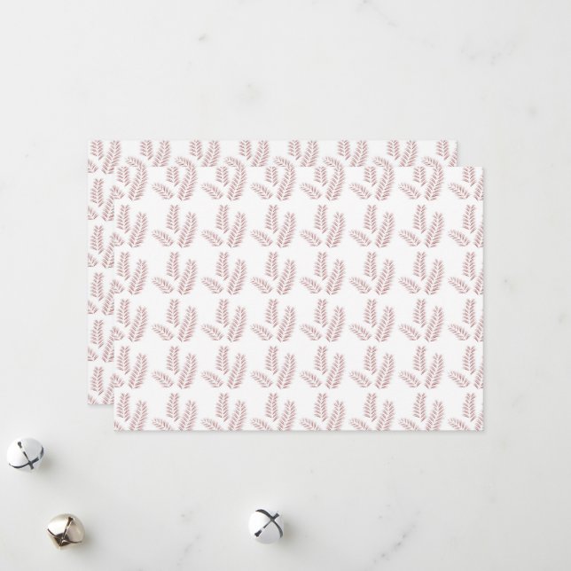 weißer Hintergrund mit rosa Blätter Feiertagskarte (Vorderseite/Rückseite Beispiel)