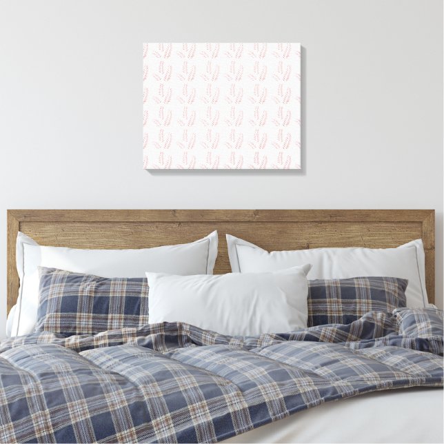 weißer Hintergrund mit rosa Blätter Leinwanddruck (Insitu (Schlafzimmer))