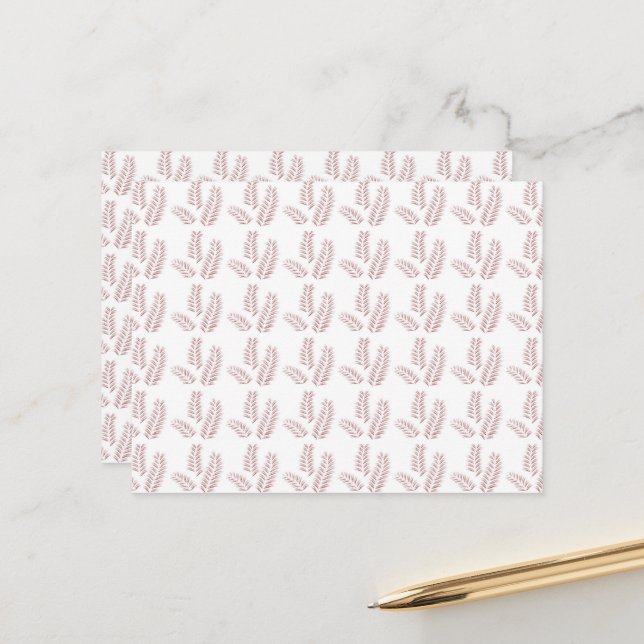 weißer Hintergrund mit rosa Blätter Postkarte (Vorderseite/Rückseite Beispiel)