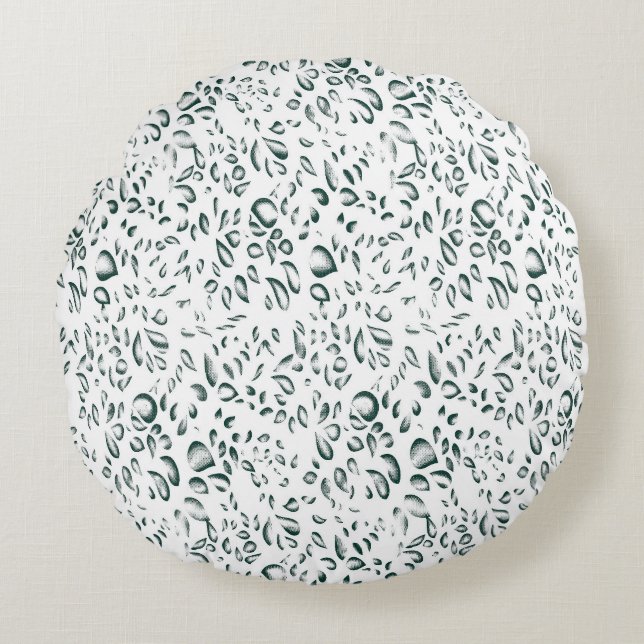 weißer Hintergrund mit vielen Wassertropfen Rundes Kissen (Vorderseite)