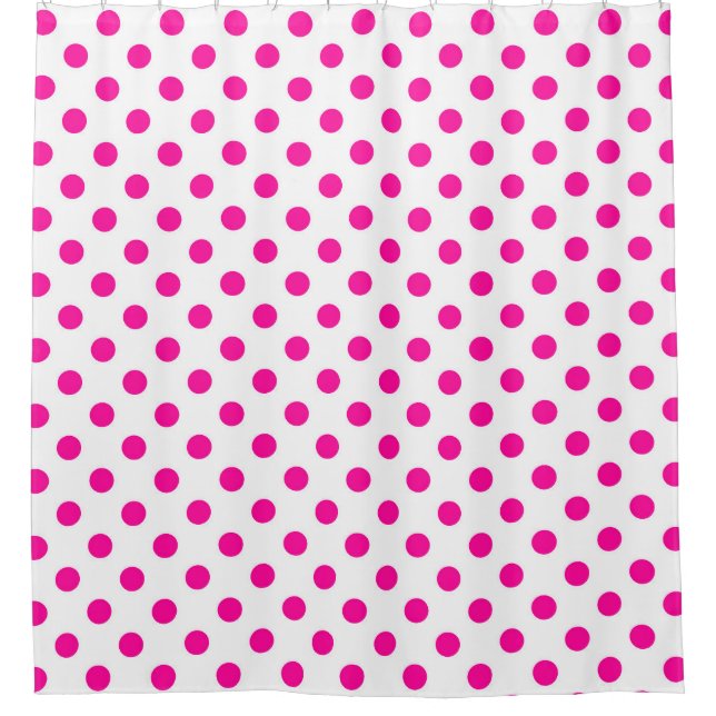 Weißer Hintergrund Rosa Polka Punkte Duschvorhang (Vorderseite)
