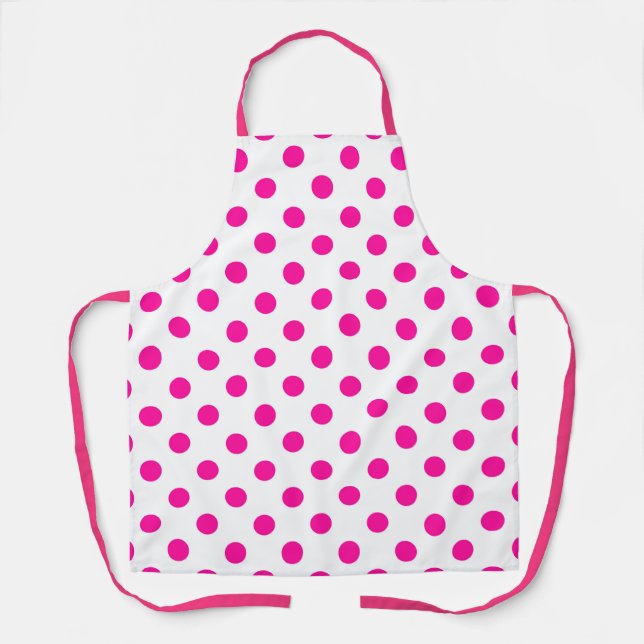 Weißer Hintergrund Rosa Polka Punkte Schürze (Vorderseite)