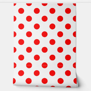 Weißer Hintergrund rote Polka-Punkte Tapete